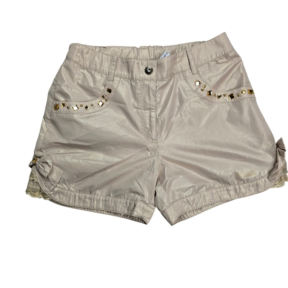 Roberta di Camerino Shorts Women 160 Metallic Gold NEW Embellished Lace Bows